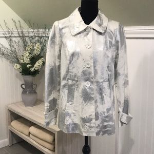 White Denim Jacket Silver Painted